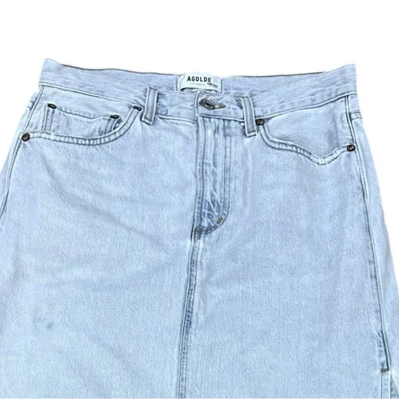 AGOLDE Astrid Slice Denim Maxi Skirt in Light Blue Size 26