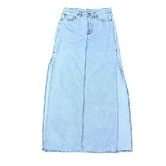 AGOLDE Astrid Slice Denim Maxi Skirt in Light Blue Size 26