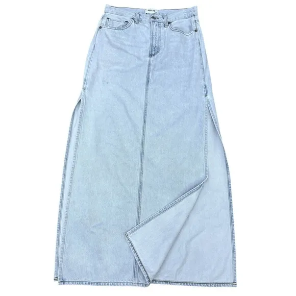 AGOLDE Astrid Slice Denim Maxi Skirt in Light Blue Size 26
