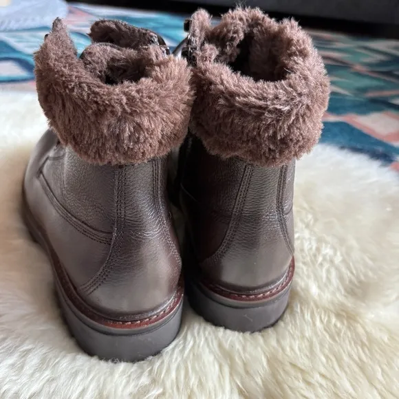 Alberto Torresi Brown Leather Faux Fur Trimmed Lug Sole Lace Up Boots 40