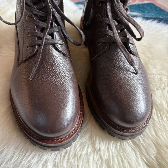 Alberto Torresi Brown Leather Faux Fur Trimmed Lug Sole Lace Up Boots 40