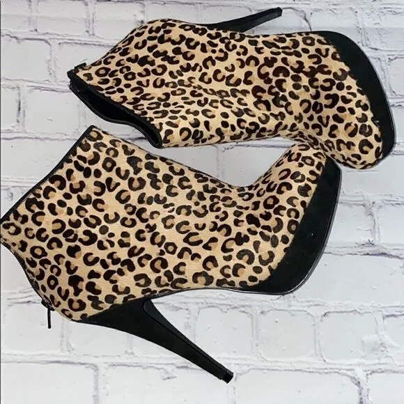 Aldo leopard print fur ankle boots