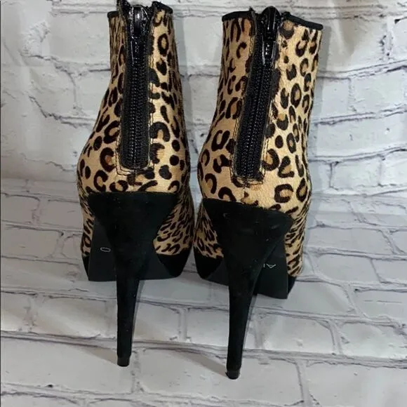 Aldo leopard print fur ankle boots