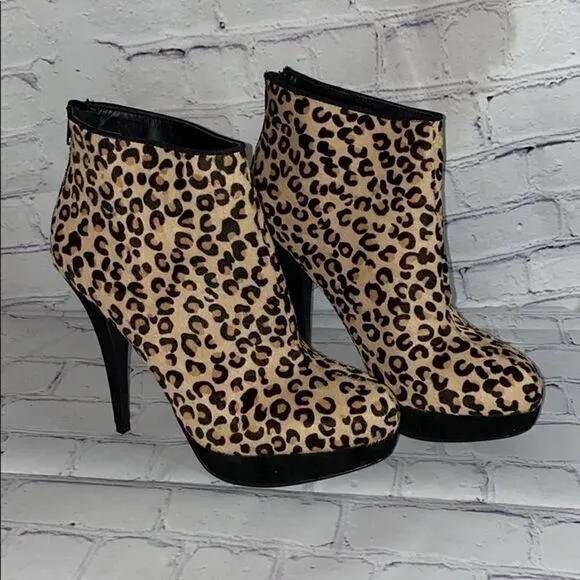 Aldo leopard print fur ankle boots