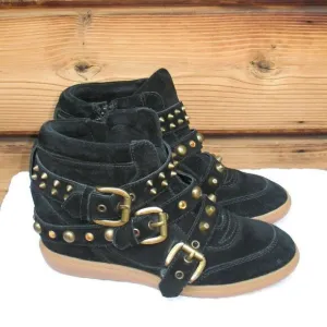 Aldo Womens Black 7 Studded Buckle Ankle Boots