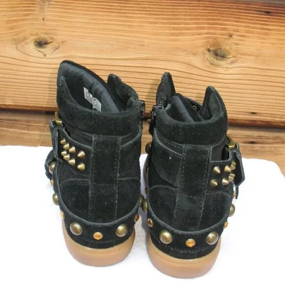 Aldo Womens Black 7 Studded Buckle Ankle Boots