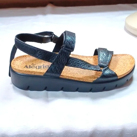 Alegria Black Textured Sandals 39  8.5 Brand New
