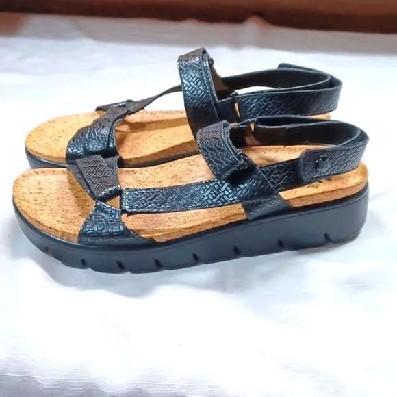 Alegria Black Textured Sandals 39  8.5 Brand New