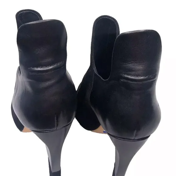 Alexander Wang Ankle Boots Devon Graphic Open Toe Size 9 Leather/Suede Bootie