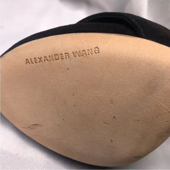 Alexander Wang Ankle Boots Devon Graphic Open Toe Size 9 Leather/Suede Bootie