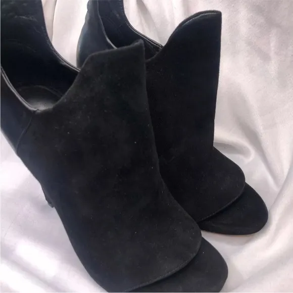 Alexander Wang Ankle Boots Devon Graphic Open Toe Size 9 Leather/Suede Bootie