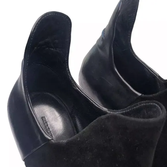 Alexander Wang Ankle Boots Devon Graphic Open Toe Size 9 Leather/Suede Bootie
