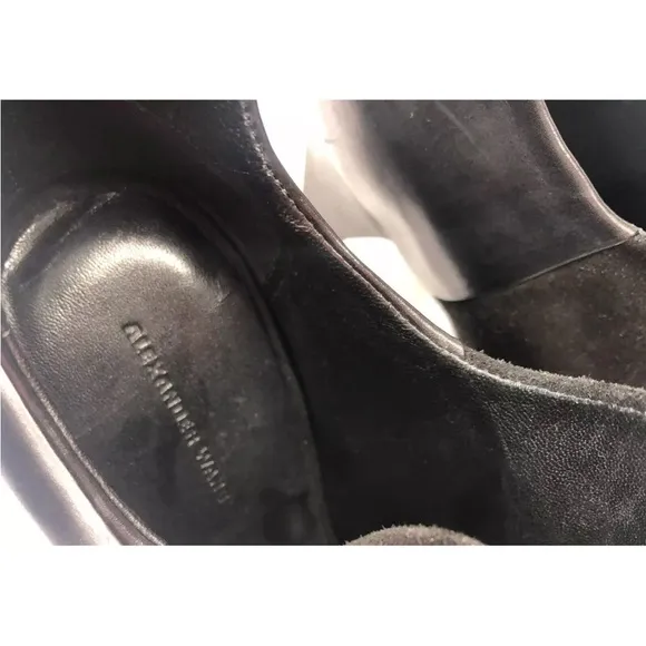 Alexander Wang Ankle Boots Devon Graphic Open Toe Size 9 Leather/Suede Bootie