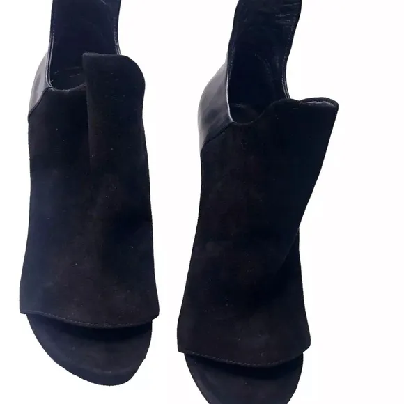 Alexander Wang Ankle Boots Devon Graphic Open Toe Size 9 Leather/Suede Bootie