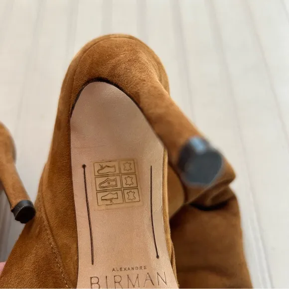 Alexandre Birman ~Cognac Suede Knee-High Shearling Trimmed Convertible Boots 37