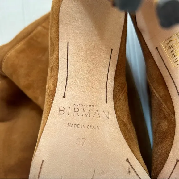 Alexandre Birman ~Cognac Suede Knee-High Shearling Trimmed Convertible Boots 37