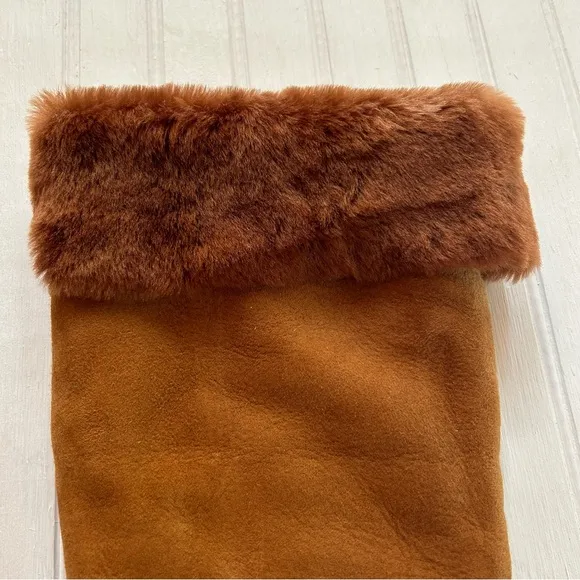 Alexandre Birman ~Cognac Suede Knee-High Shearling Trimmed Convertible Boots 37