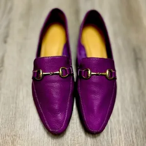 ALLBLACK ALL BLACK WOMENS SIZE 7 PURPLE LOAFERS LEATHER SLIP ON SHOES