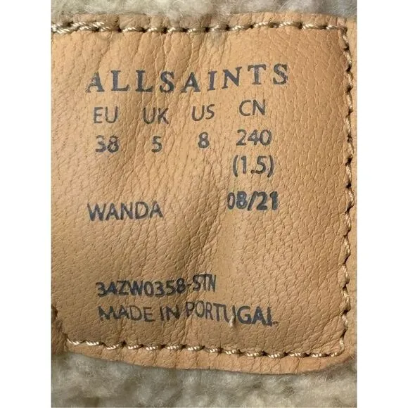 AllSaints Women's Wanda Suede Faux Fur Lace Up Combat Boots Grey/Black Size 8