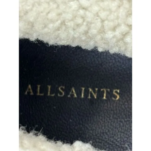 AllSaints Women's Wanda Suede Faux Fur Lace Up Combat Boots Grey/Black Size 8