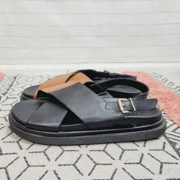 Alohas Marshmallow Bicolor Crossover Strap Sandals, sz 40 EU/ 9US