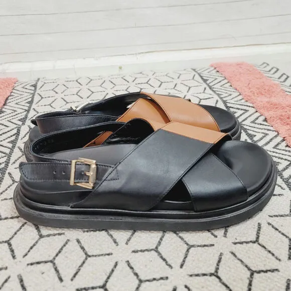 Alohas Marshmallow Bicolor Crossover Strap Sandals, sz 40 EU/ 9US