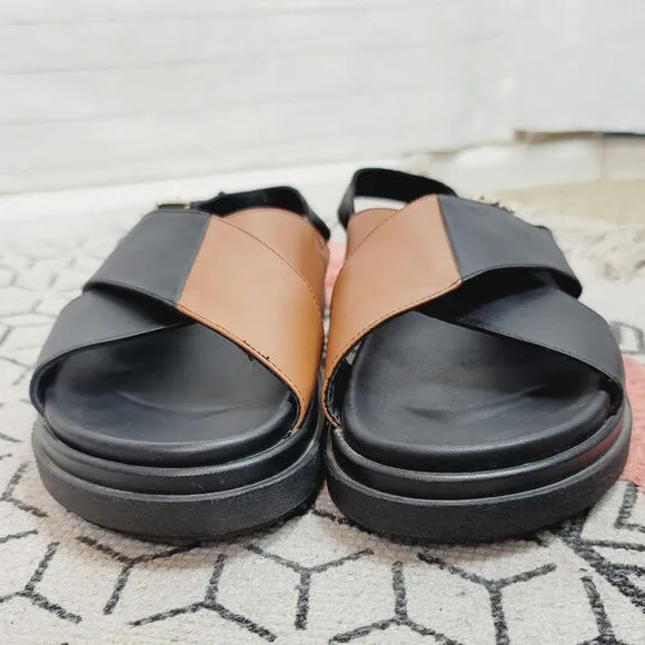Alohas Marshmallow Bicolor Crossover Strap Sandals, sz 40 EU/ 9US