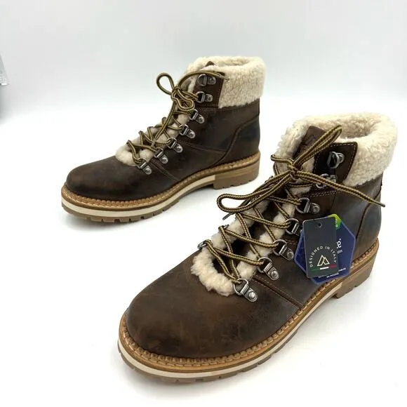 Alpine Design Holly Boots Brown Nubuck Leather Faux Shearling Ankle Booties
