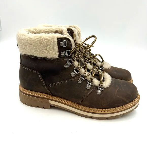 Alpine Design Holly Boots Brown Nubuck Leather Faux Shearling Ankle Booties