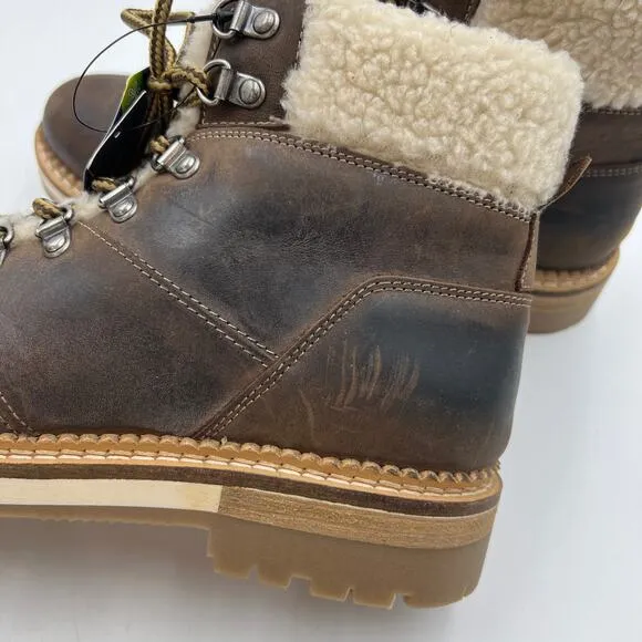 Alpine Design Holly Boots Brown Nubuck Leather Faux Shearling Ankle Booties