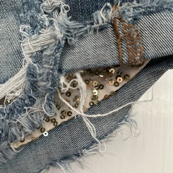 American Eagle Outfitters Hi-Rise Festival Distressed Shorts w/ Sequined Pockets
