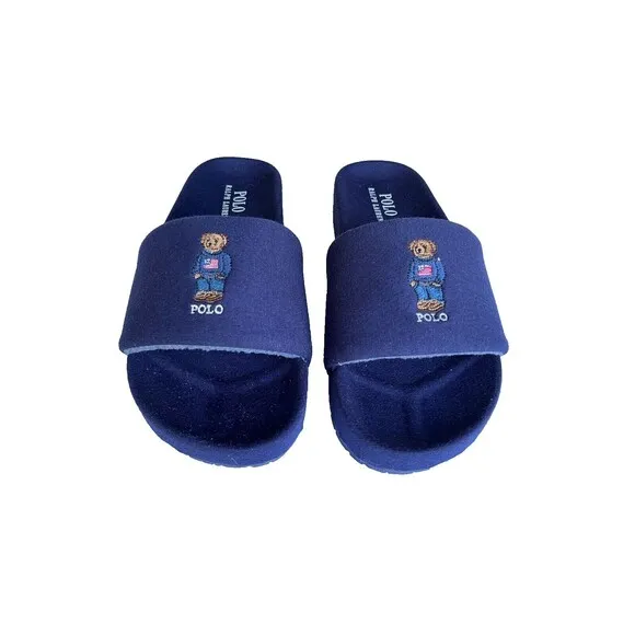 American Flag Bear Polo Ralph Lauren Sandals Slides Men's Size 9 New In Box