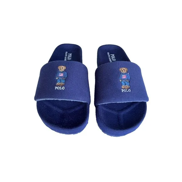 American Flag Bear Polo Ralph Lauren Sandals Slides Men's Size 9 New In Box