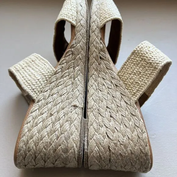 André Assous Nori Espadrille Raffia Wedge Heel Sandals w/ Jute Straps EU 37 US 7