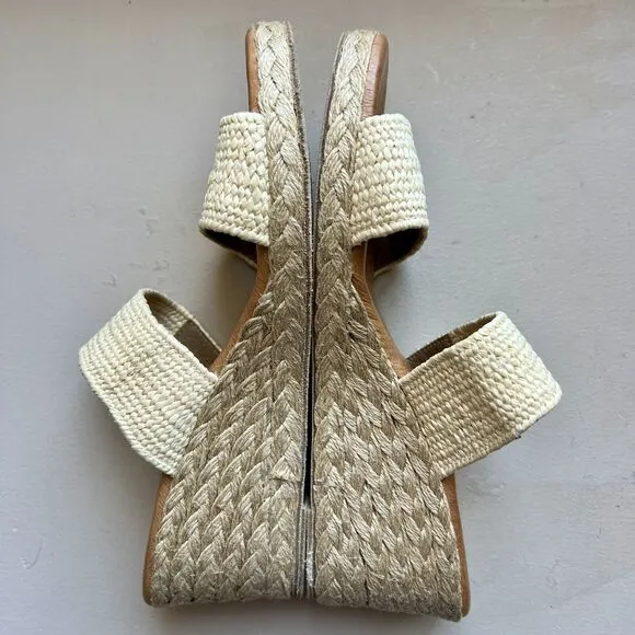 André Assous Nori Espadrille Raffia Wedge Heel Sandals w/ Jute Straps EU 37 US 7