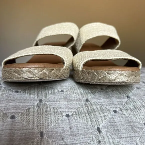 André Assous Nori Espadrille Raffia Wedge Heel Sandals w/ Jute Straps EU 37 US 7