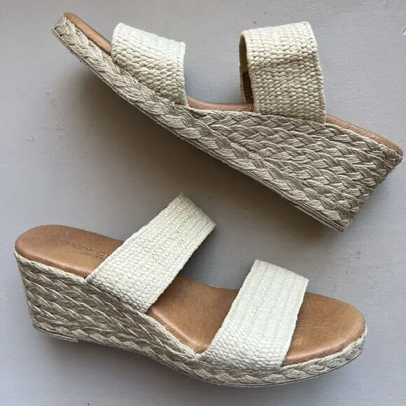 André Assous Nori Espadrille Raffia Wedge Heel Sandals w/ Jute Straps EU 37 US 7