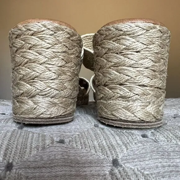 André Assous Nori Espadrille Raffia Wedge Heel Sandals w/ Jute Straps EU 37 US 7
