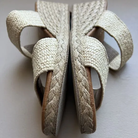 André Assous Nori Espadrille Raffia Wedge Heel Sandals w/ Jute Straps EU 37 US 7