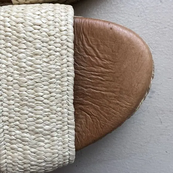 André Assous Nori Espadrille Raffia Wedge Heel Sandals w/ Jute Straps EU 37 US 7