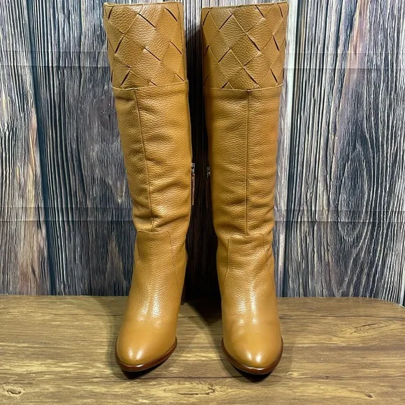 ANGEL ALARCON Cuero Made In Spain Leather High Shaft Woven Detail Boots …