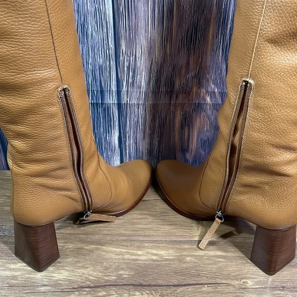ANGEL ALARCON Cuero Made In Spain Leather High Shaft Woven Detail Boots …