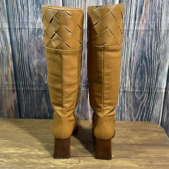 ANGEL ALARCON Cuero Made In Spain Leather High Shaft Woven Detail Boots …