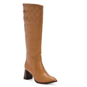 ANGEL ALARCON Cuero Made In Spain Leather High Shaft Woven Detail Boots …