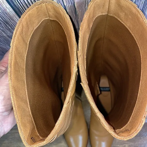 ANGEL ALARCON Cuero Made In Spain Leather High Shaft Woven Detail Boots …
