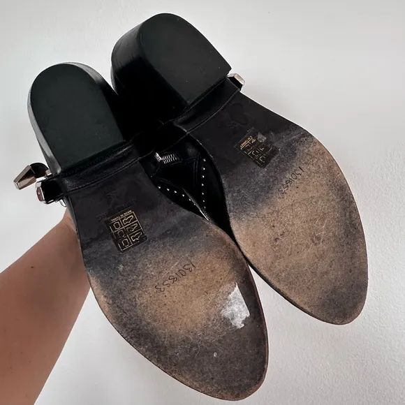 Anine Bing Bianca Leather Stud Black Ankle Boots EU38