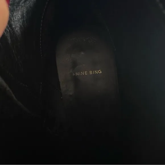 Anine Bing Bianca Leather Stud Black Ankle Boots EU38