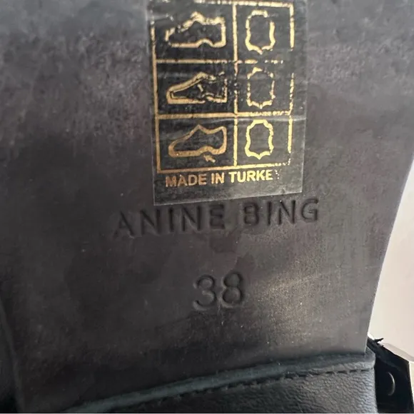 Anine Bing Bianca Leather Stud Black Ankle Boots EU38