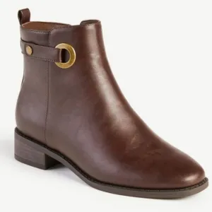 Ann Taylor Brown Faux Leather Chelsea Ankle Boots size 6.5