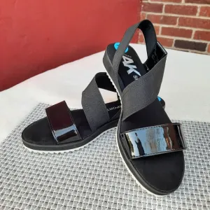 Anne Klein Sport Ankle Strap Comfort Sandals Small Wedge Black 7.5 NEW
